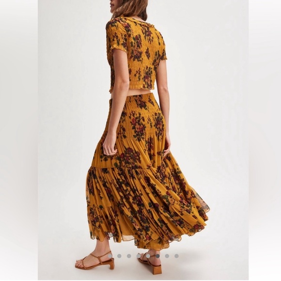 Free People Blooming Romance Goldenrod Top & Skirt Combo - Picture 3 of 17
